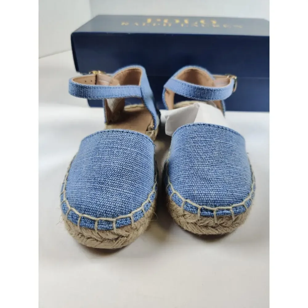 Polo Ralph Lauren Toddler Espadrille Blue Holbrook Girl's Sz 6.5 Canvas Sandals
